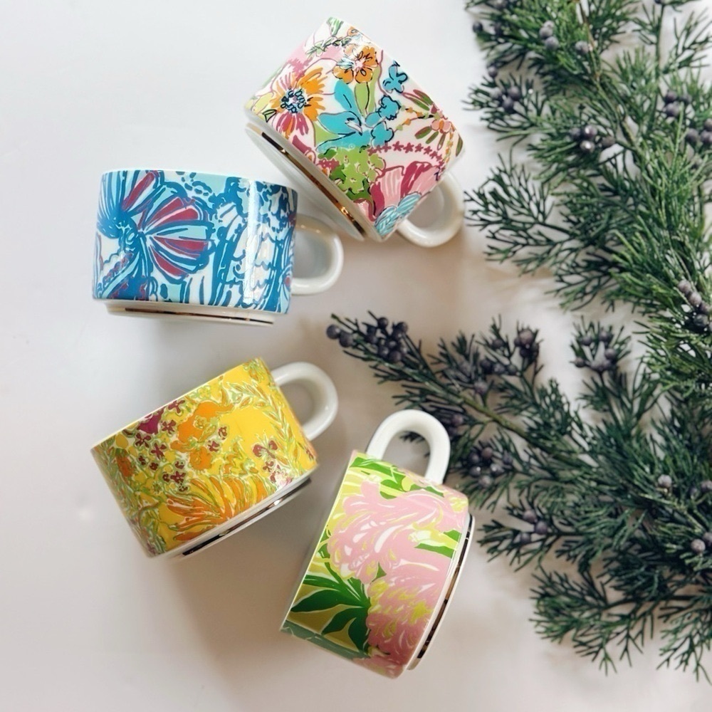 NEW Lilly Pulitzer Target Cappuccino Tea Coffee Mug Set of 4